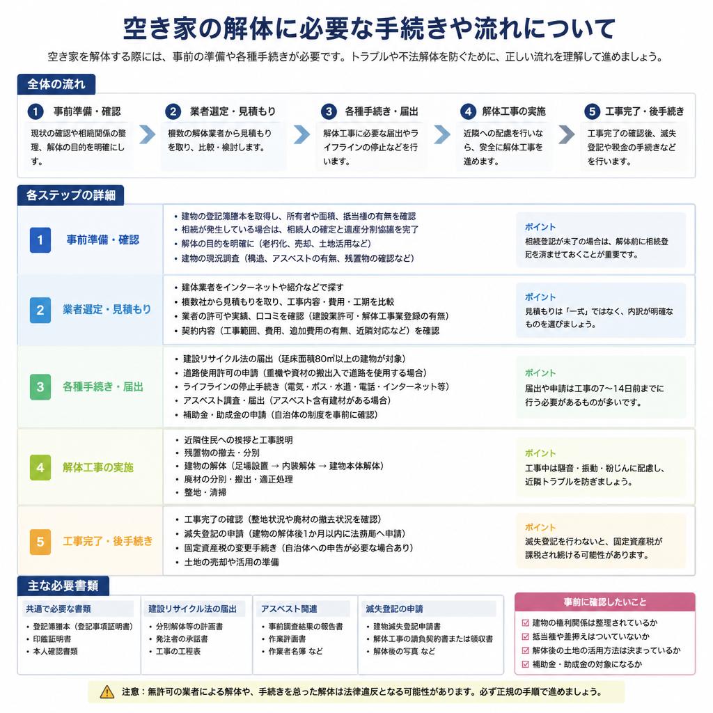 解体の流れと必要な手続き