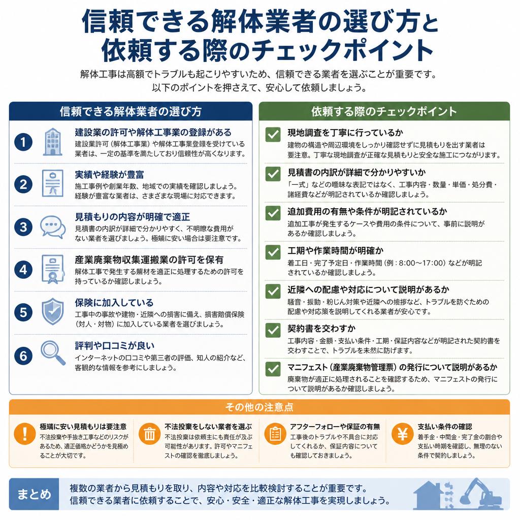 解体を依頼する際の注意点