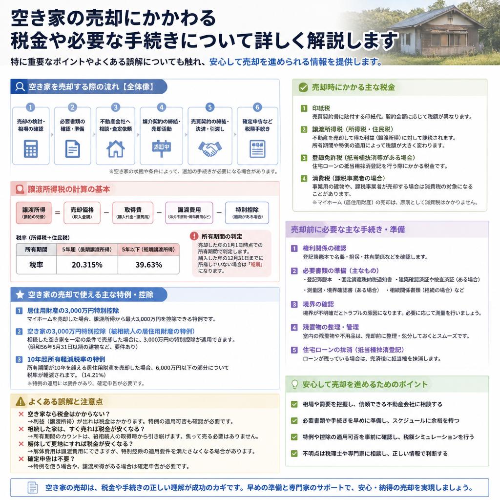 空き家売却時の税金と注意点