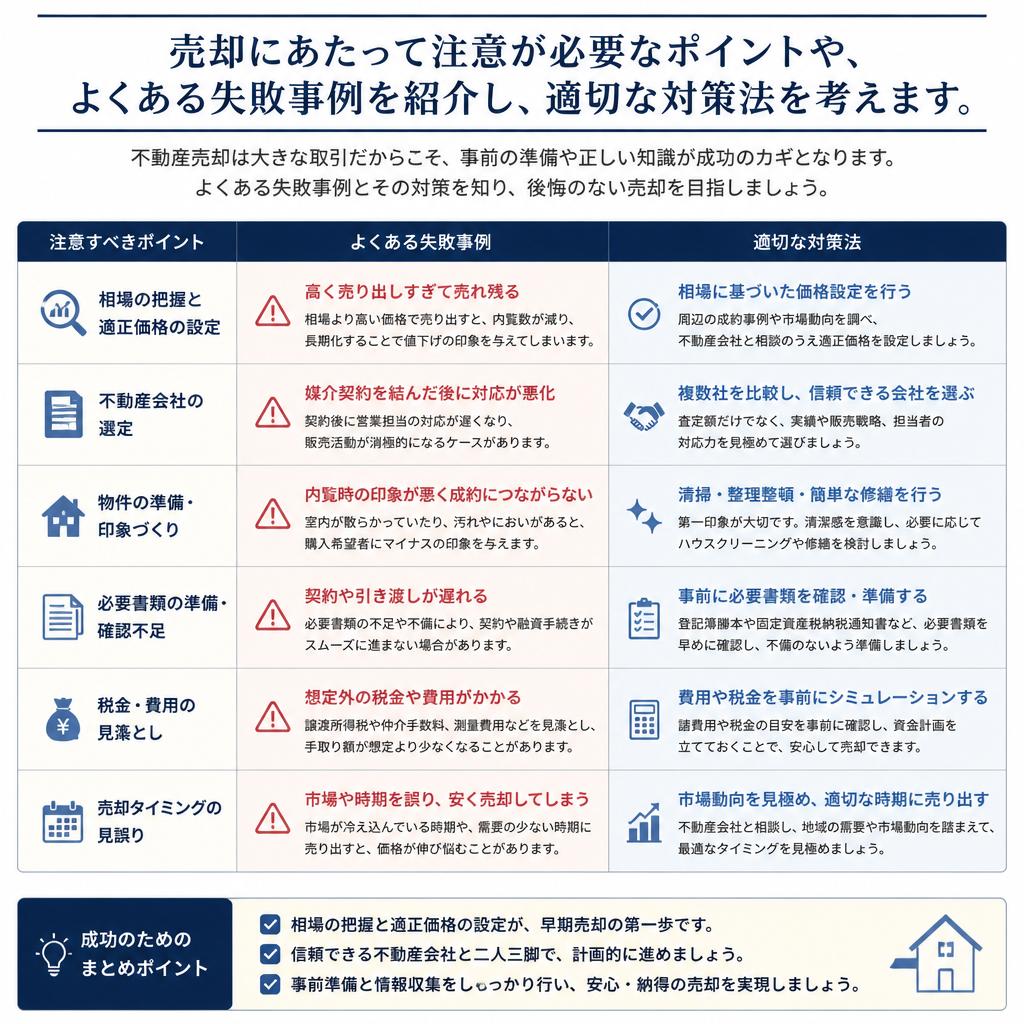売却時の注意点と失敗しないためのポイント