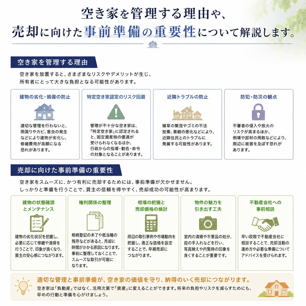 空き家管理の重要性：売却前の準備について