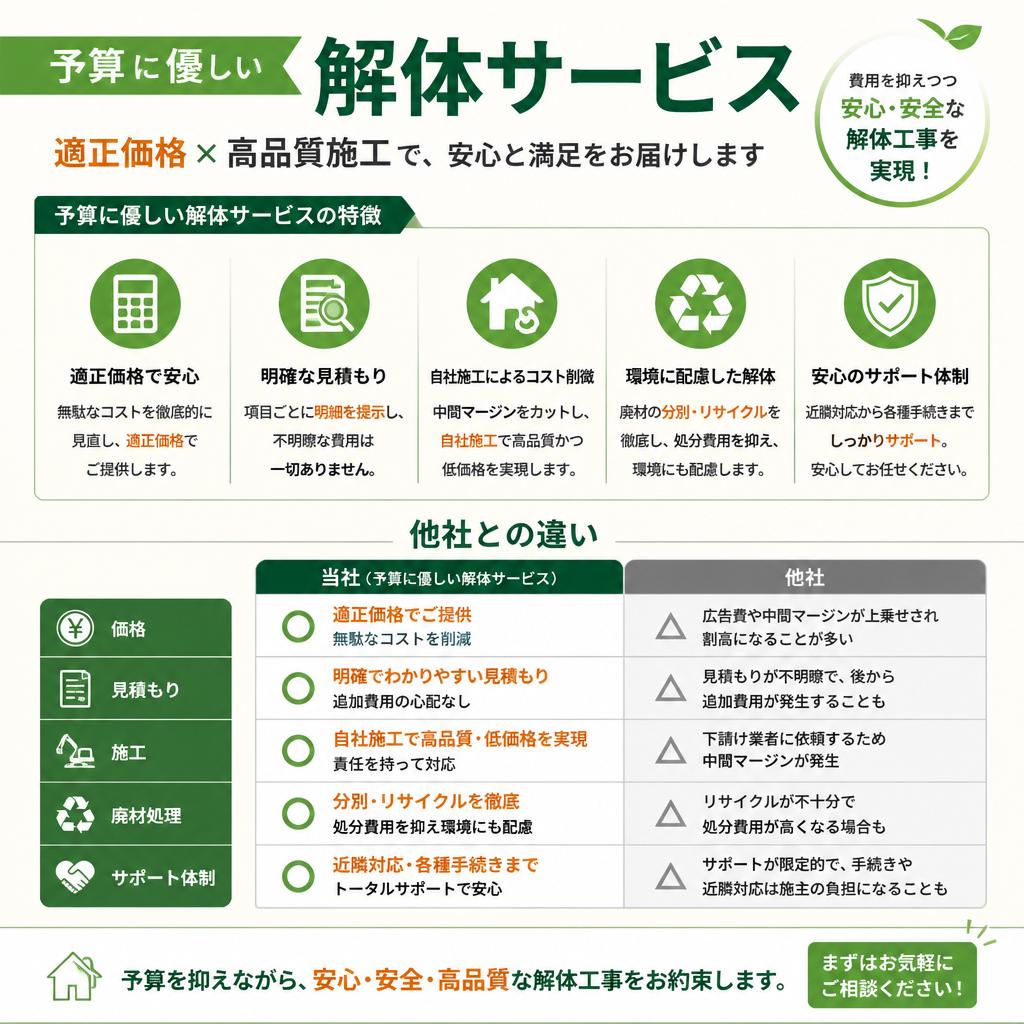 2. 低コストでの解体サポートのメリット