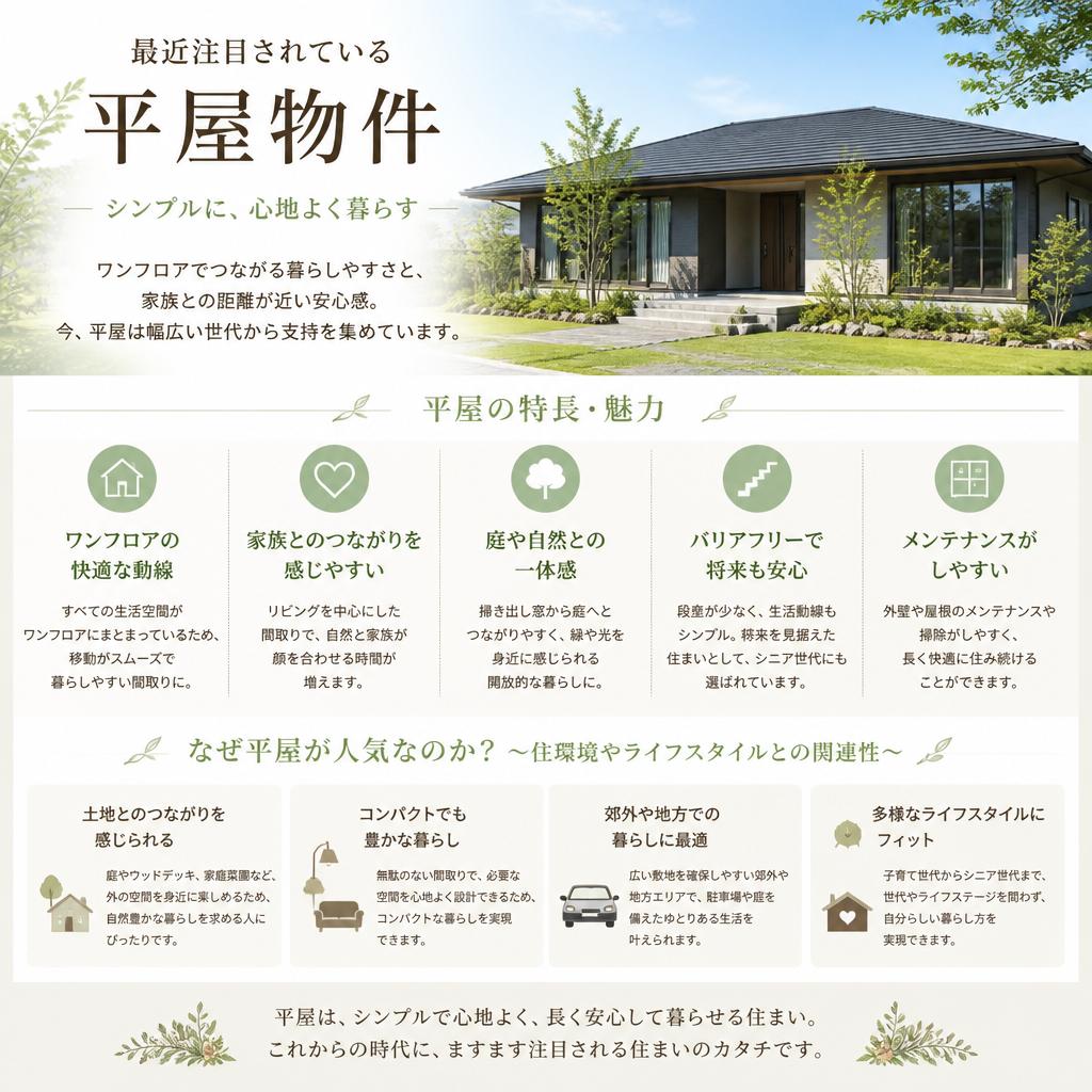 人気の平屋物件とは?