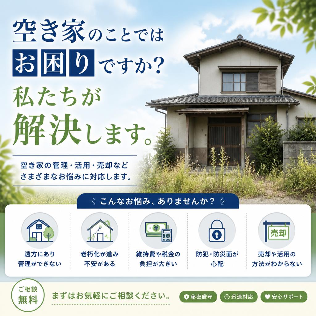 空き家のことではお困りですか？私たちが解決します。