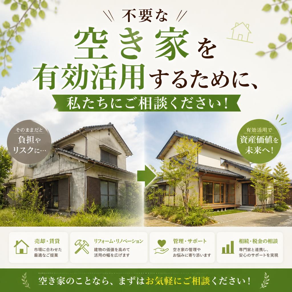 不要な空き家を有効活用するために、私たちにご相談ください！